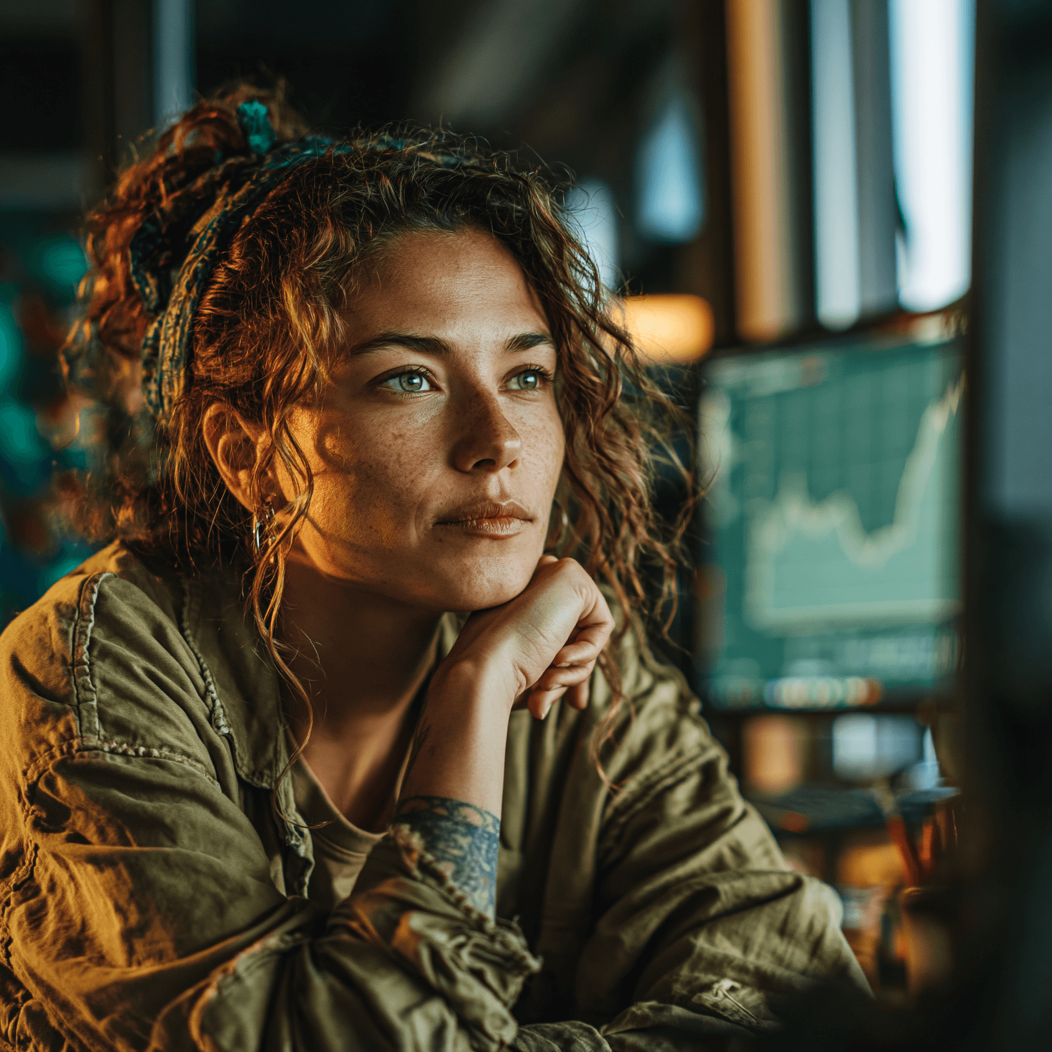 Marketing lead at her desk